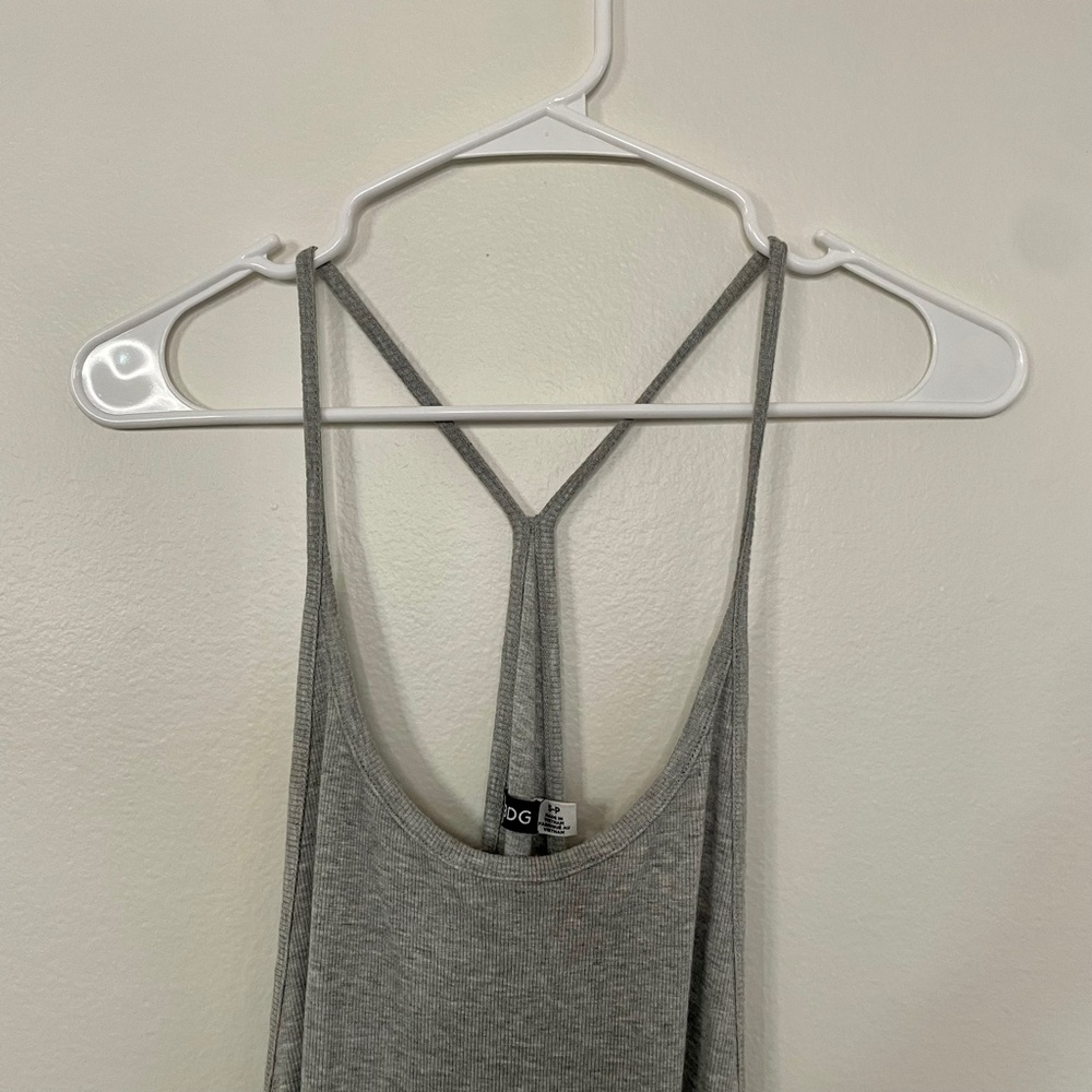 Grey Ribbed Racerback Tank Dress - Picture 7 of 15